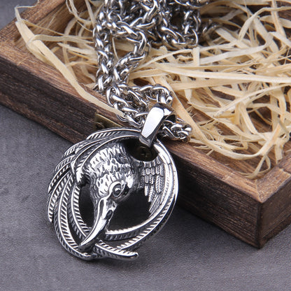 Nordic Raven's Head Pendant Necklace