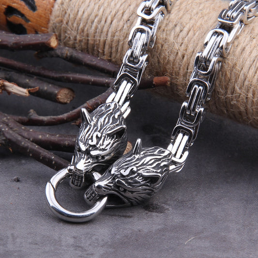 Wolf Head Stainless Steel Necklace