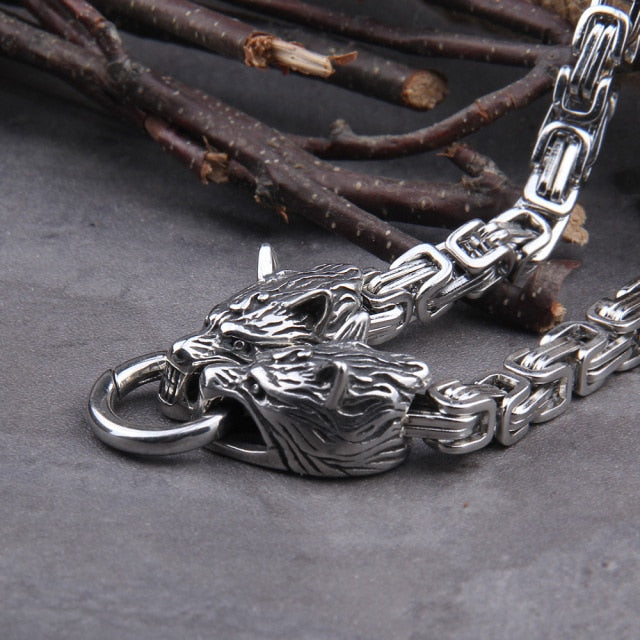 Wolf Head Stainless Steel Necklace