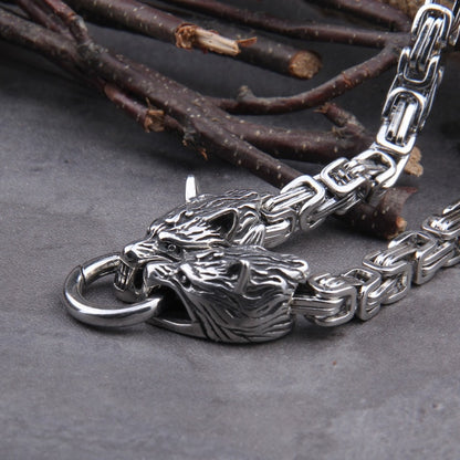 Wolf Head Stainless Steel Necklace