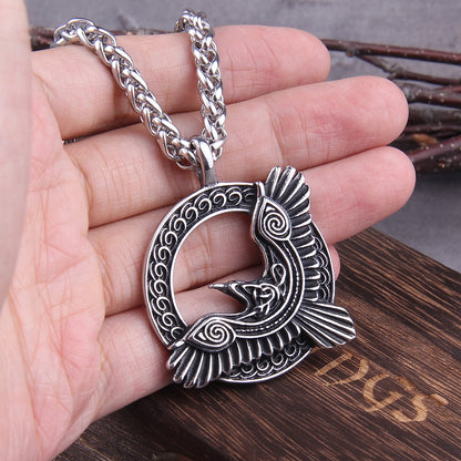 Nordic Raven in Transit Pendant Necklace