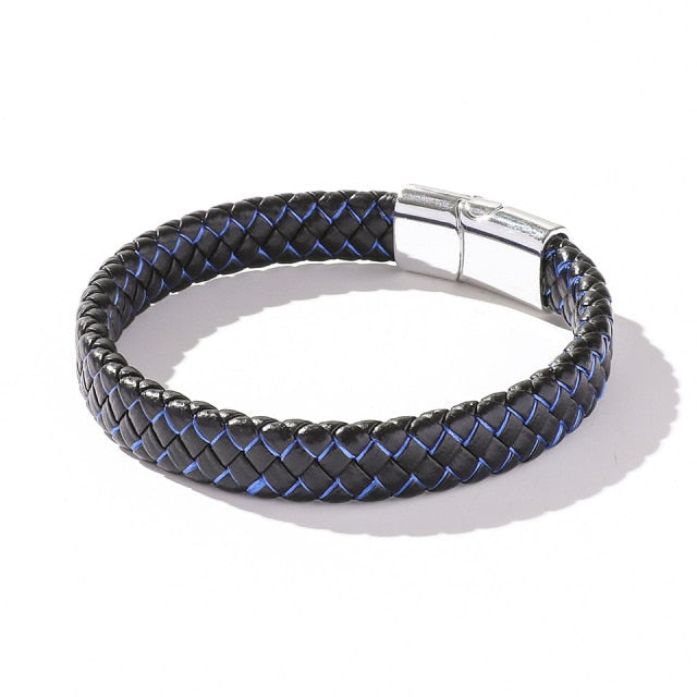 Karatcart Blue Austrian Crystal Leather Bracelet For Women