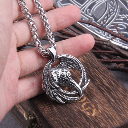 Nordic Raven's Head Pendant Necklace